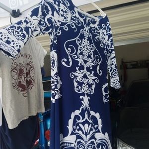 Blue and white dress